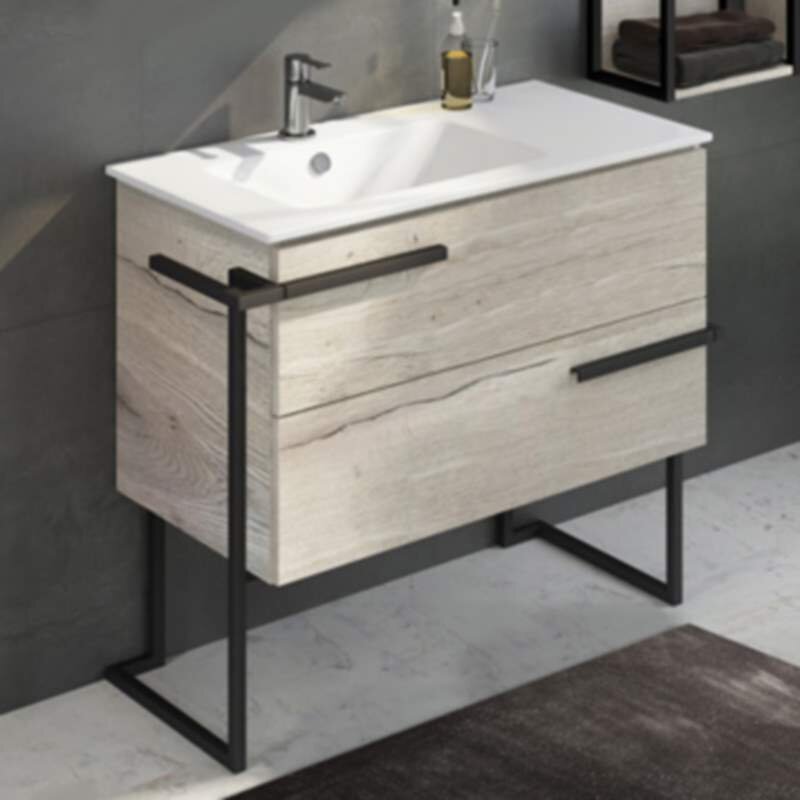 Изображение товара Тумба Comfortу Дюссельдорф 90 см с раковиной дуб дымчатый