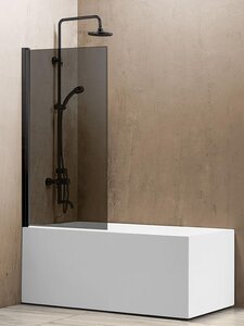 Изображение товара Шторка на ванну Vincea VSB 80 x 140 см распашная, стекло тонированное, черный, VSB-11800CGB