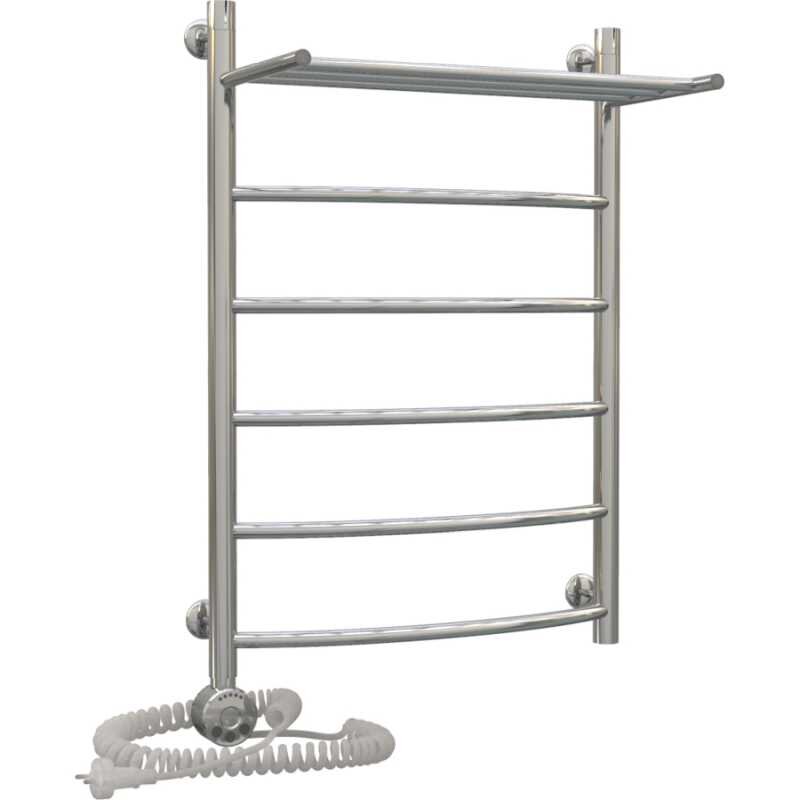 Изображение товара Полотенцесушитель Акванерж Дуга 50x80 см, хром, с полкой, слева, 100-150 Вт