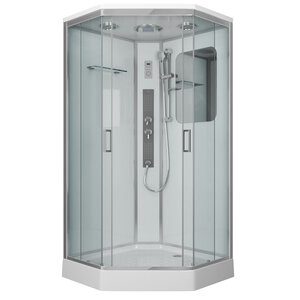 Изображение товара Душевая кабина Niagara Premium 100 x 100, с г/м, низкий поддон, профиль - хром, стекло - прозрачное, NG-6002-01GD