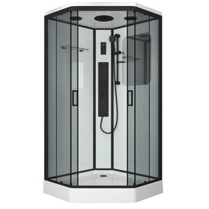 Изображение товара Душевая кабина Niagara Premium 90 x 90, с г/м, низкий поддон, профиль - черный, стекло - тонированное, NG-6901-01GD BLACK