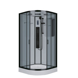 Изображение товара Душевая кабина Niagara Premium 100 x 100, с г/м, низкий поддон, профиль - черный, стекло - тонированное, NG-6902-01G BLACK