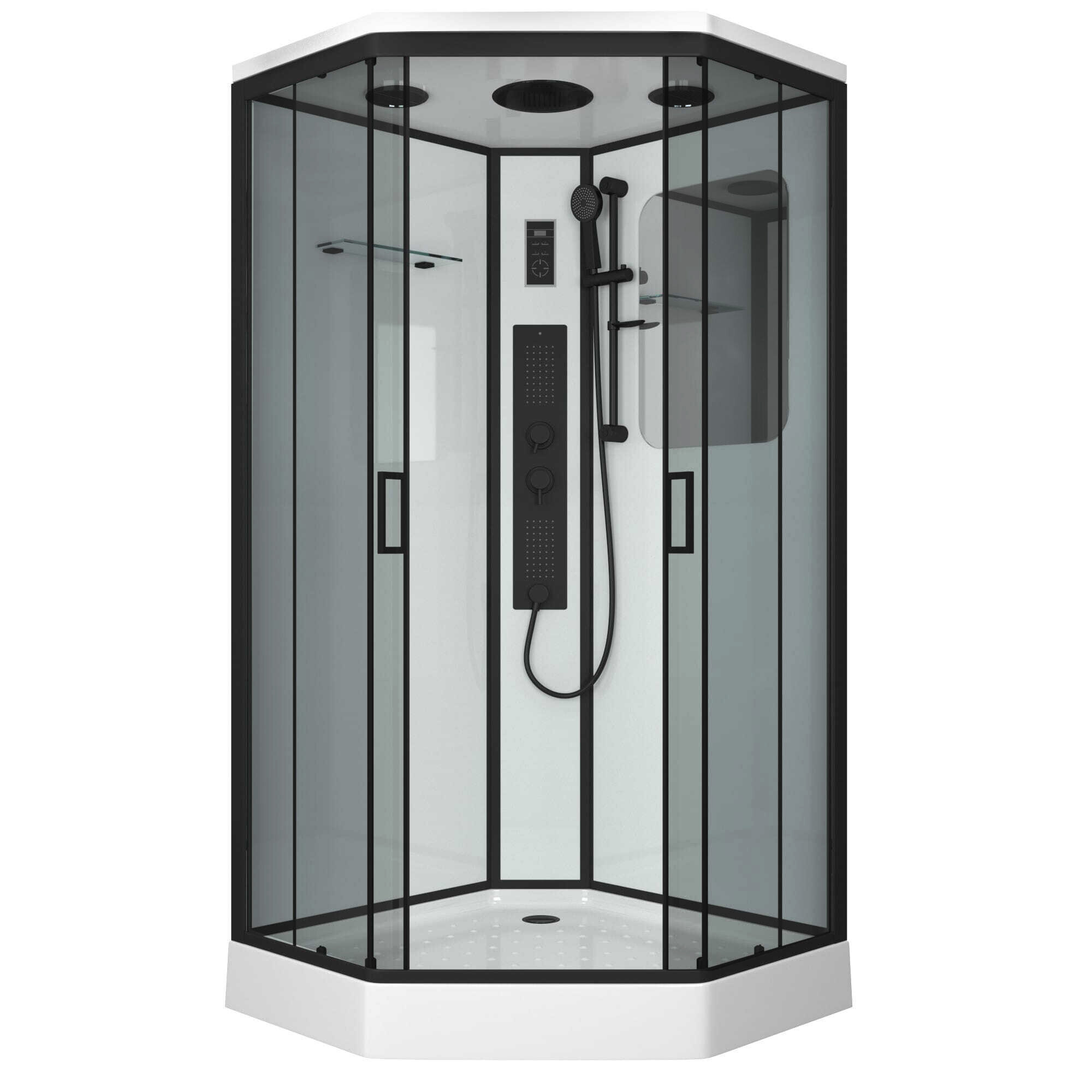 Изображение товара Душевая кабина Niagara Premium 100 x 100, с г/м, низкий поддон, профиль - черный, стекло - тонированное, NG-6902-01GD BLACK Изображение товара Душевая кабина Niagara Premium 100 x 100, с г/м, низкий поддон, профиль - черный, стекло - тонированное, NG-6902-01GD BLACK