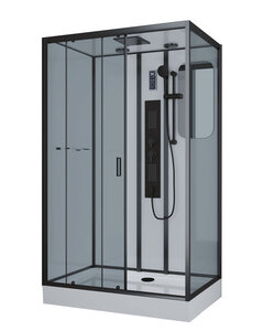 Изображение товара Душевая кабина Niagara Premium 120 x 80, с г/м, низкий поддон, профиль - черный, стекло - тонированное, NG-6912-01GQL/R BLACK