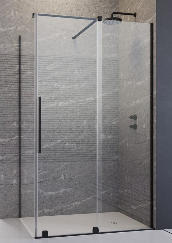 Изображение товара Душевая дверь Radaway Furo KDJ Black, 67,2 x 200 см, стекло прозрачное, профиль черный, правая, 10104672-54-01R