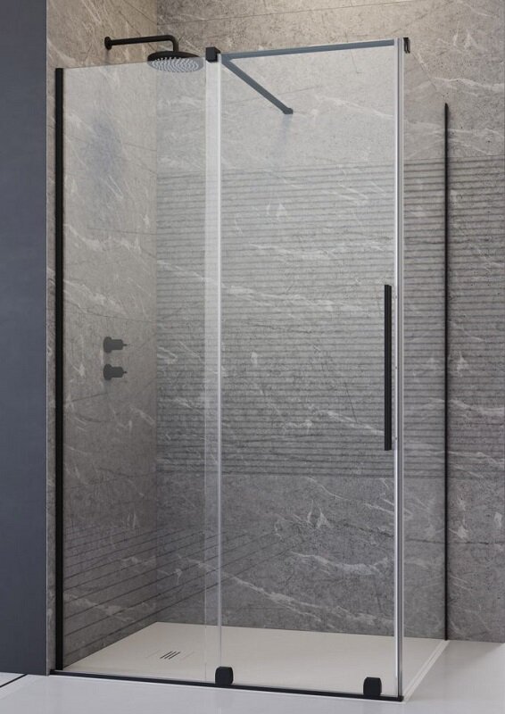 Изображение товара Душевая дверь Radaway Furo KDJ Black, 82,2 x 200 см, стекло прозрачное, профиль черный, левая, 10104822-54-01L