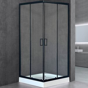 Изображение товара Душевой уголок Royal Bath HP, 90 х 90 х 213 см, стекло прозрачное, профиль черный, RB90HP-T-BL