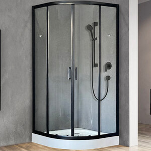 Изображение товара Душевой уголок Royal Bath HK, 100 х 100 х 200 см, стекло прозрачное, профиль черный, RB100HK-T-BL