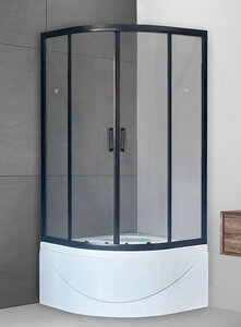 Изображение товара Душевой уголок Royal Bath BK, 90 х 90 х 198 см, стекло прозрачное, профиль черный, RB90BK-T-BL