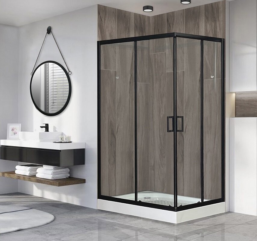 Изображение товара Душевой уголок Royal Bath HP, 120 х 80 х 200 см, стекло прозрачное, профиль черный, RB8120НP-T-BL-L/R