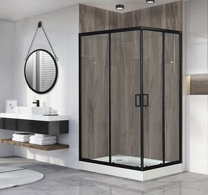 Изображение товара Душевой уголок Royal Bath HP, 120 х 80 х 200 см, стекло прозрачное, профиль черный, RB8120НP-T-BL-L/R