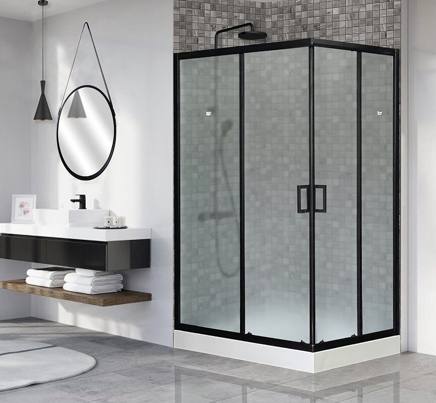 Изображение товара Душевой уголок Royal Bath HP, 120 х 80 х 200 см, стекло матовое, профиль черный, RB8120HP-C-BL-L/R