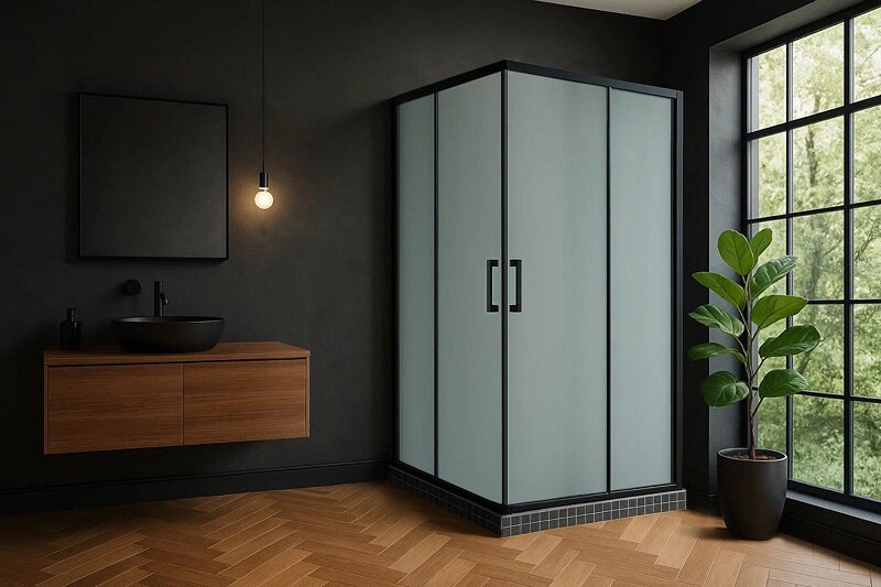 Изображение товара Душевой уголок Royal Bath HPD 80x80 см матовое стекло черный профиль Изображение товара Душевой уголок Royal Bath HPD 80x80 см матовое стекло черный профиль