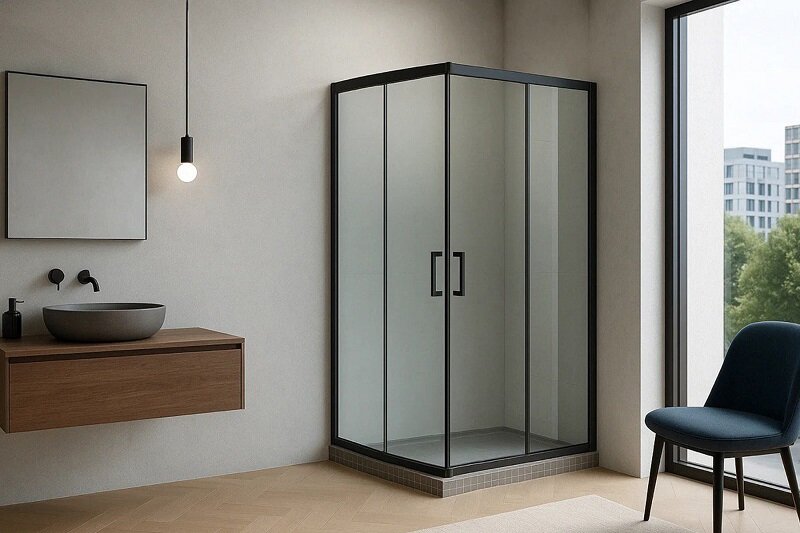 Изображение товара Душевой уголок Royal Bath HPD 90x90x200 см прозрачное стекло черный профиль