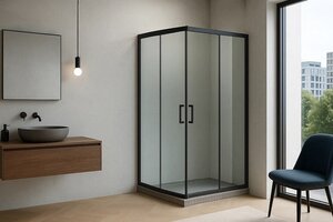 Изображение товара Душевой уголок Royal Bath HPD, 80 x 90 x 200 см, стекло прозрачное, профиль черный, RB8090HPD-T-BL