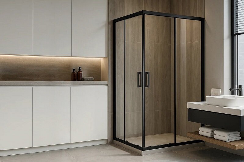 Изображение товара Душевой уголок Royal Bath HPD 120x90 раздвижной с прозрачным стеклом черный профиль