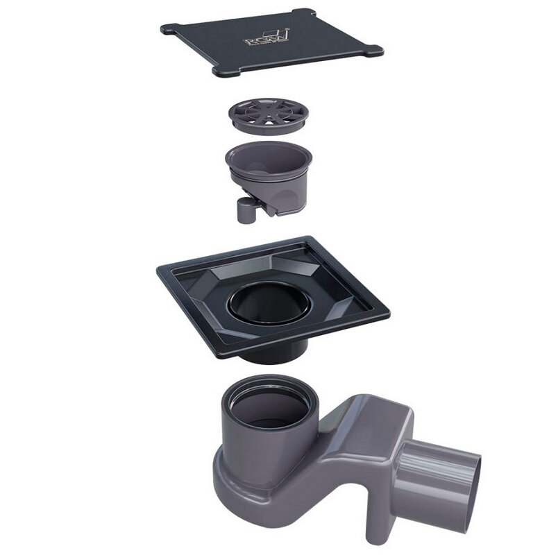 Изображение товара Душевой трап RGW Shower Drain SDR-13, 11 х 11 см, решетка черная, 47211311-04