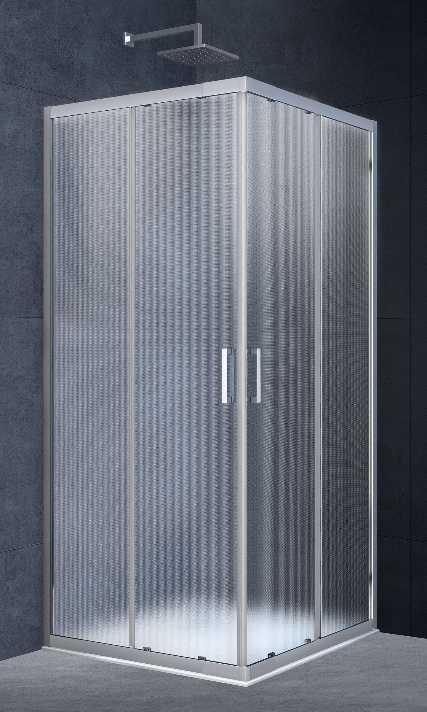 Изображение товара Душевой уголок Vincea Rapid VSS-3R квадратный 100x100 см с раздвижными дверями стекло текстурное хр