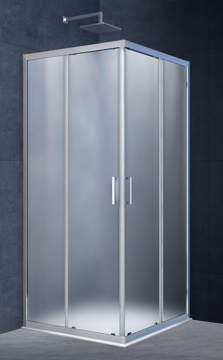 Изображение товара Душевой уголок Vincea Alpha VSS-3AL 80x80 см с раздвижной дверью и текстурным стеклом хром