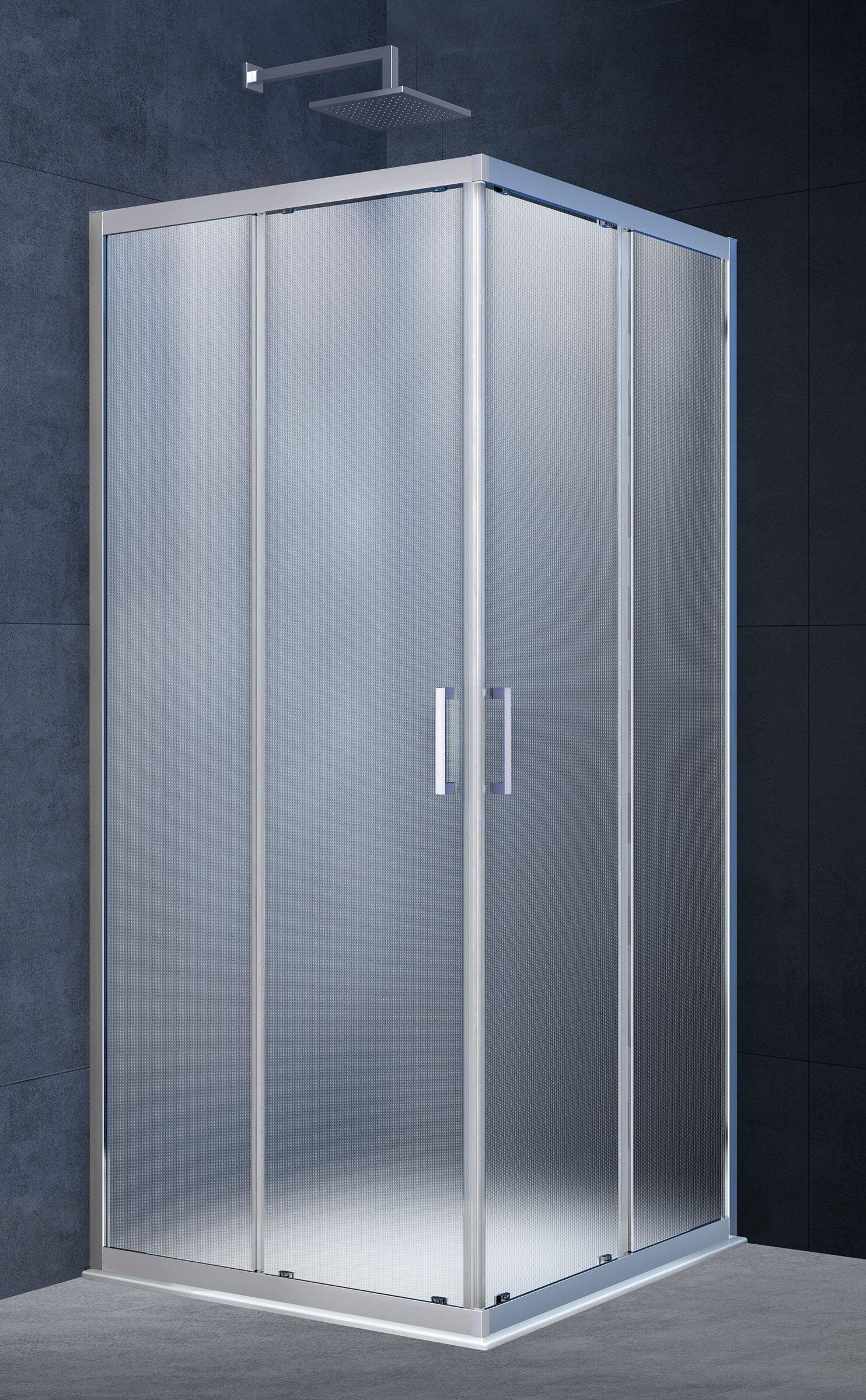 Изображение товара Душевой уголок Vincea Alpha VSS-3AL 100x100 см квадратный раздвижная дверь текстурное стекло хром