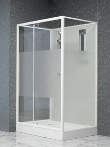 Изображение товара Душевая кабина RGW Andaman AN-207, 80 x 120 см, стекла прозрачные с матовой полосой, профиль белый, 411320782-95