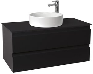 Изображение товара Тумба со столешницей под раковину Jacob Delafon Madeleine, 100 см, со светодиодной подсветкой, черный матовый лак, EB2084-J53