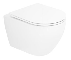 Изображение товара Подвесной безободковый унитаз Cezares Stylus с системой смыва Торнадо, сиденье микролифт с цветными отражателями, белый, CZR-6601-TH-TOR/SC