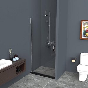 Изображение товара Душевая дверь в нишу BelBagno UNO, 60 х 190 см, стекло прозрачное/рифленое, профиль хром, UNO-B-1-60-C-Cr/UNO-B-1-60-P-Cr