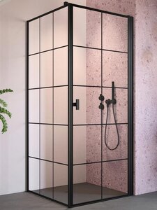 Изображение товара Душевой уголок Radaway Nes 8 Black KDJ I Factory, 80 x 75 см, правая дверь, стекло Factory, профиль черный