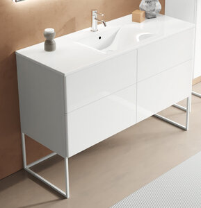Изображение товара Тумба под раковину Sanvit Лира 120 см напольная с раковиной, белая, Россия