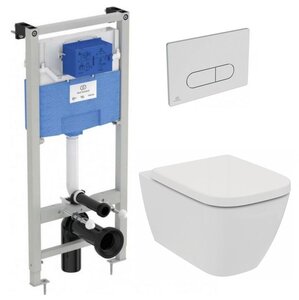 Изображение товара Инсталляция Ideal Standard Prosys IP001401 с кнопкой, с унитазом Ideal Standard i.life B RimLS+, сиденье микролифт, комплект