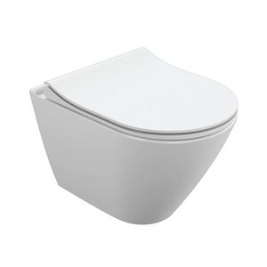 Изображение товара Подвесной безободковый унитаз Cersanit City A63114 Oval Clean On DPL EO slim, крышка-сиденье с микролифтом, белый