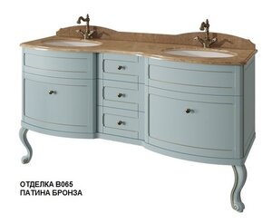 Изображение товара Тумба под раковину Caprigo Imperio 160 см, 5 ящиков, подвесная, отделка B065 патина бронза, 11619-B065-pat-bronza