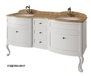 Изображение товара Тумба под раковину Caprigo Imperio 160 см, подвесная, 5 ящиков, белая