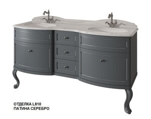 Изображение товара Тумба под раковину Caprigo Imperio 160 см с 5 ящиками подвесная серый