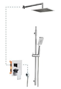 Изображение товара Душевая система AQG Alpha 19ALPEC21502 EC215, верхний душ квадратный, хром