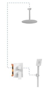 Изображение товара Душевая система AQG Alpha 19ALPEC21803 EC218 с потолочным кронштейном, верхний душ круглый, белый матовый