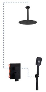 Изображение товара Душевая система AQG Alpha 19ALPEC21805 EC218 с потолочным кронштейном, верхний душ круглый, черный матовый