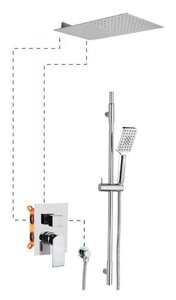 Изображение товара Душевая система AQG Alpha 19ALPEC31802 EC318 со штангой, с консольной душевой головкой с каскадом, хром