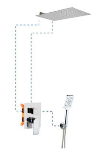 Изображение товара Душевая система AQG Alpha 19ALPEC31902 EC319 с держателем для душевой лейки, с консольной душевой головкой с каскадом, хром