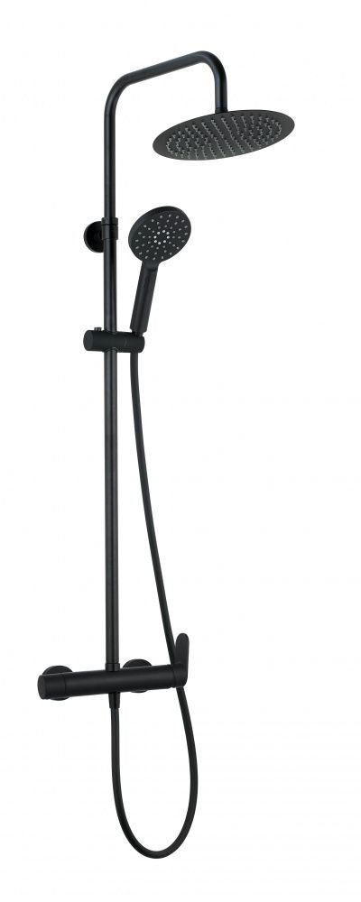 Изображение товара Душевая система AQG Beta 21NITR25BEA05, верхний душ круглый, черный матовый