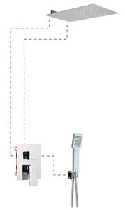 Изображение товара Душевая система AQG Bold 19BOLEC31002 EC310 с держателем для душевой лейки, с консольной душевой головкой с каскадом, хром