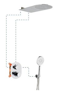 Изображение товара Душевая система AQG Tube 19TUBER31402 ER314 с держателем для душевой лейки, с консольной душевой головкой с каскадом, хром