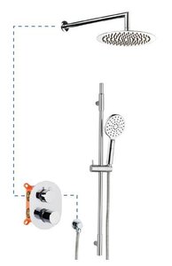 Изображение товара Душевая система AQG Tube 19TUBER20902 ER209 со штангой и круглыми верхним душем