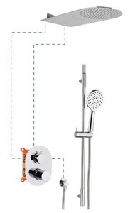 Изображение товара Душевая система AQG Tube ER315 со штангой и каскадной головкой хром Испания