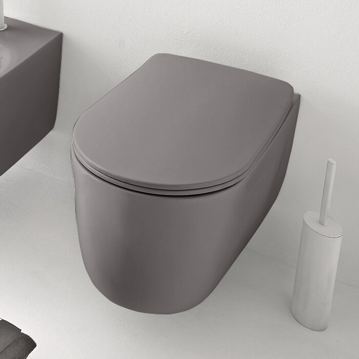 Изображение товара Подвесной безободковый унитаз Kerasan Nolita 531489 с горизонтальным выпуском и сиденьем