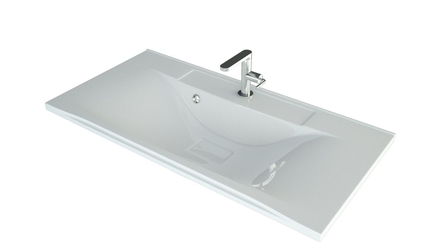 Изображение товара Раковина Madera Milen 4627173210133 99x44.4 см белая для ванной комнаты Изображение товара Раковина Madera Milen 4627173210133 99x44.4 см белая для ванной комнаты