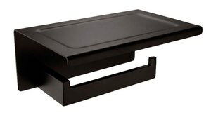 Изображение товара Держатель туалетной бумаги Orans, 20 см с полкой, черный матовый, P-7205