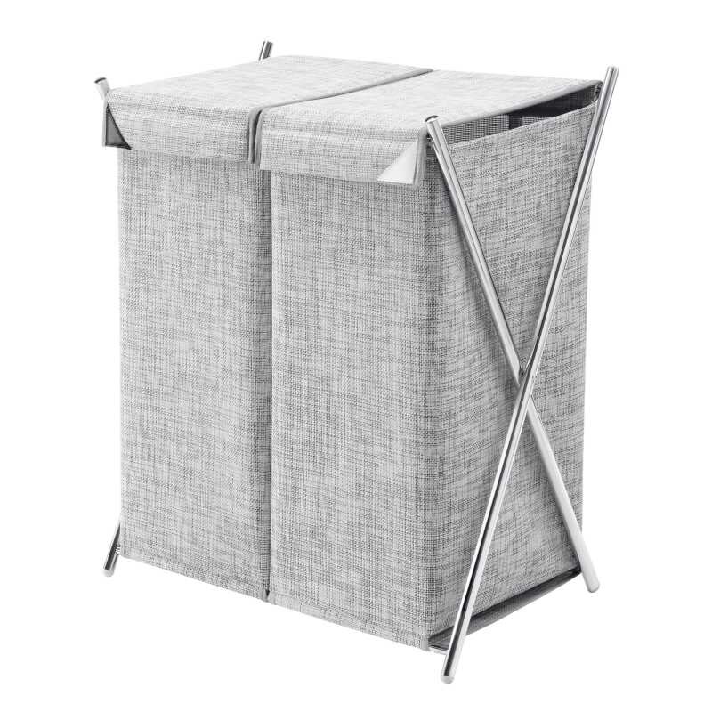 Изображение товара Корзина для белья Casy Home двойная серого цвета 50x30x60 см стильный дизайн