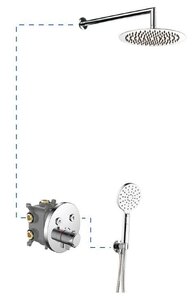 Изображение товара Душевая система AQG Pearl ER211 термостатический, с держателем для душевой лейки, верхний душ круглый, хром, 19PEAER21102